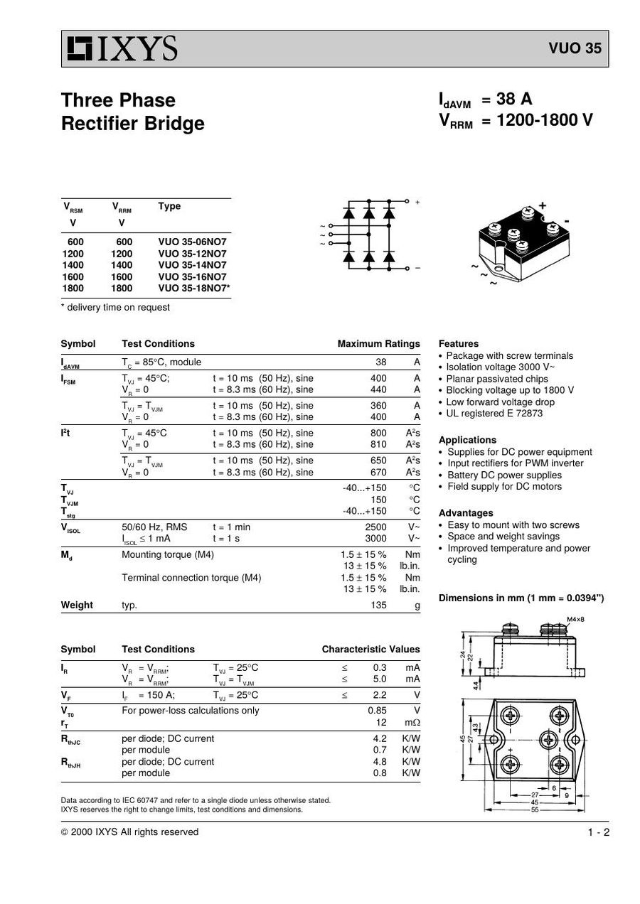 VUO35-12NO7 IXYS Bridge Rectifiers
