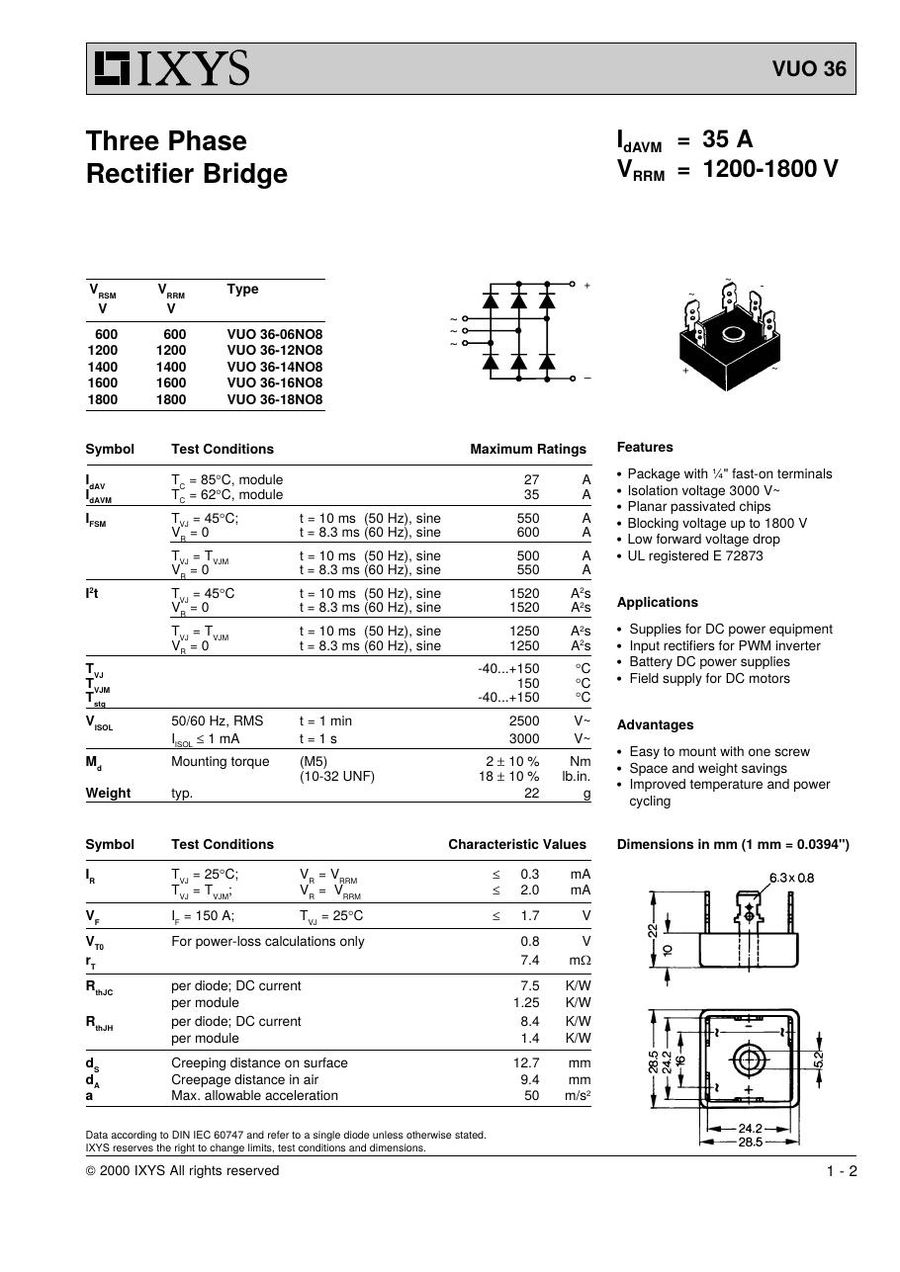 VUO36-14NO8 IXYS Bridge Rectifiers