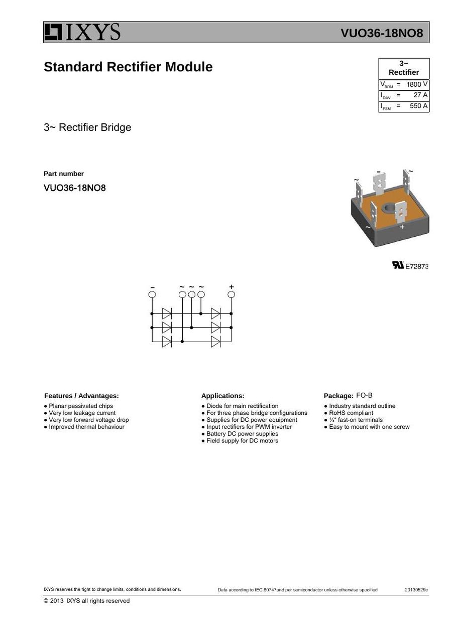 VUO36-18NO8 IXYS Bridge Rectifiers