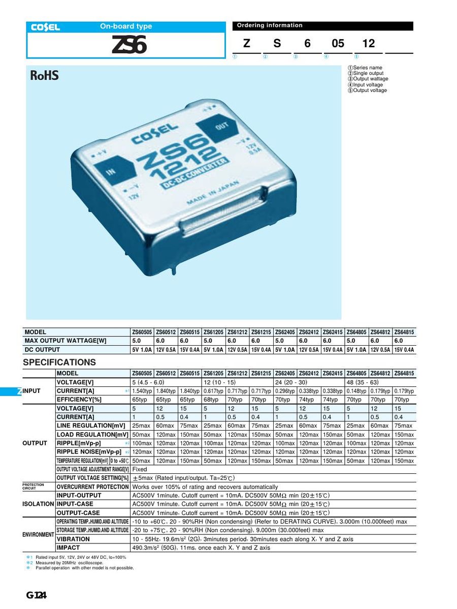 ZS60505 Cosel Power Supplies & DC-DC Converters