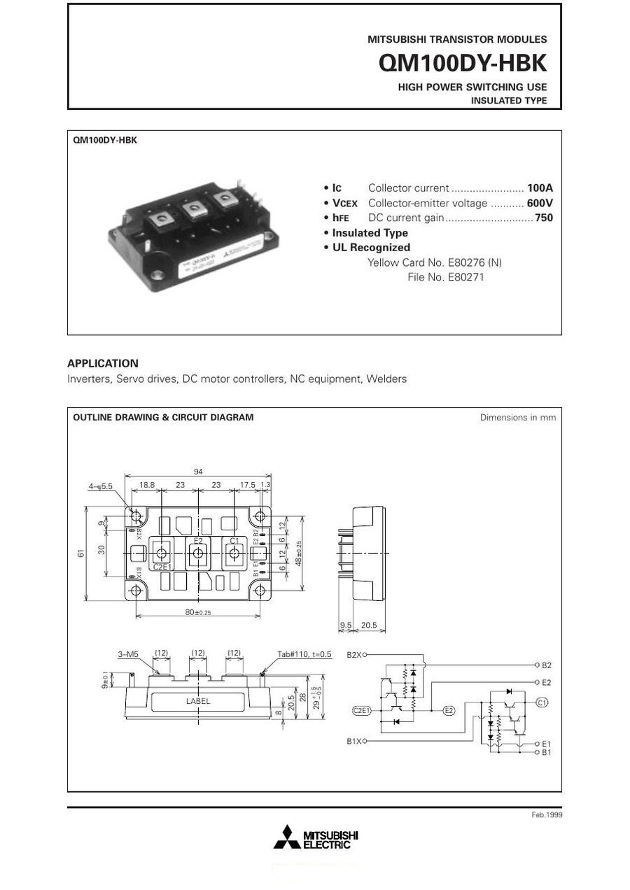 qm120dxh Mitsubishi Darlington / Bipolar Transistor Modules